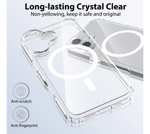 Capa Magnetica Para iPhone 16 Plus Clear Fibra Capacete