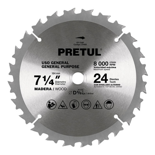 Sierra Circular P/madera 7-1/4'', Centro 5/8'', Pretul 27055