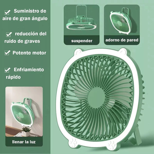 Ventilador Portátil Mesa Escritorio Recargable Con Luz 3aspa