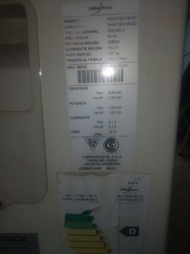 Aire Split 4500 Frigorias Frío/ Calor