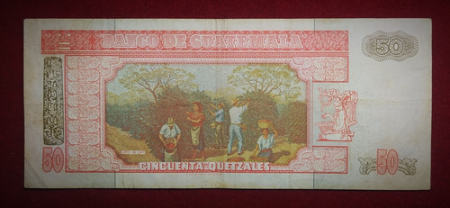 Billete 50 Quetzales Guatemala 2001 Pick 105 Zachrisson (Usado)