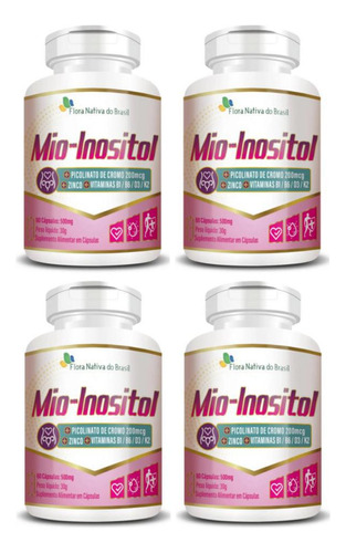 Mio-inositol 300mg 60 Caps Inositol+ Associações- Kit 4un