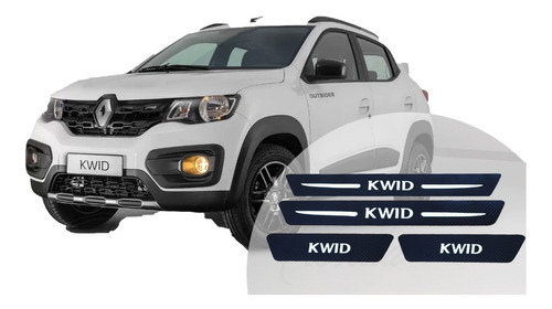 Posapies Renault Kwid  Textura Fibra Carbono- Protectores 