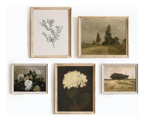 Set 5 French Country Decor Gallery Wall Art - Landscape Wall