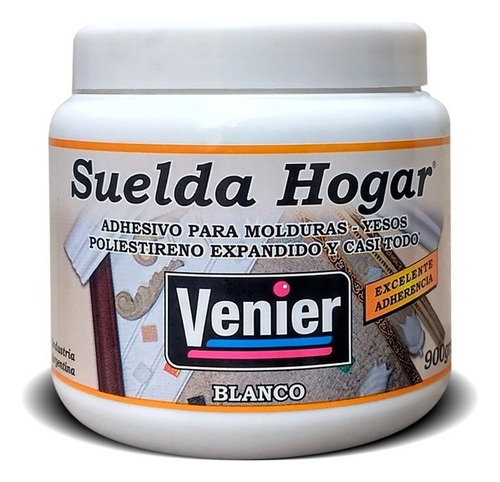 Adhesivo Cola Para Molduras Suelda Hogar Venier 900gr Color Blanco