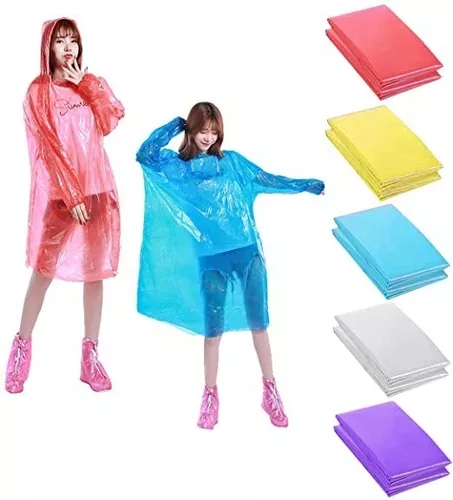 Poncho de lluvia de vinilo transparente para niños de 10 mil con capucha,  protección impermeable reutilizable, incluye bolsa de almacenamiento