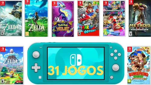 Nintendo Switch Lite 256gb Standard Cor Azul-turquesa 31