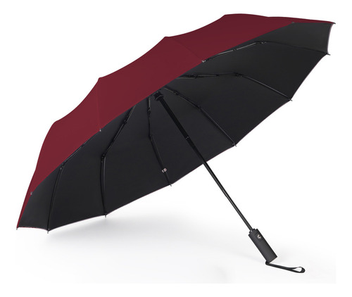 Paraguas Sombrilla De Bolsillo, Uv Y Impermeable Automático Color Rojo Diseño de la tela color sólido