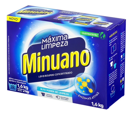 2x Minuano Lava Roupas Em Pó Concentrado Máxima Limp 1 X 1.6