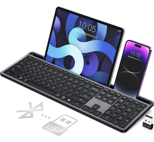 Teclado Inalámbrico, Teclado Multidispositivo 2.4g/bluetooth