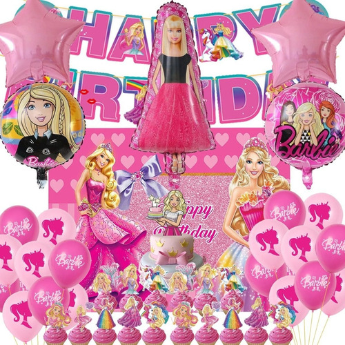 Kit De Decoración Para Fiesta De Cumpleaños, Muñeca Barbie P