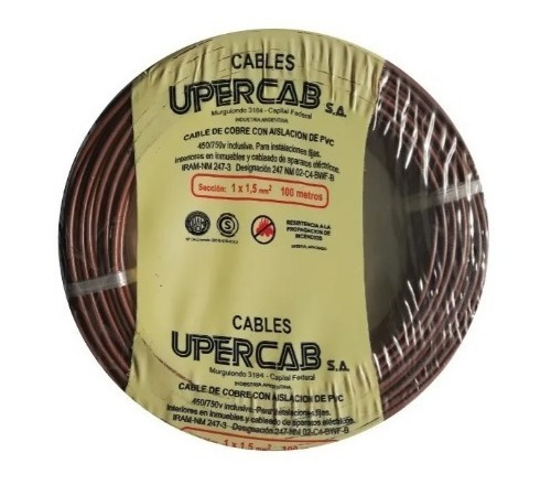 Cable Unipolar 1,5mm Upercab Normalizado Iram X 100 Metros