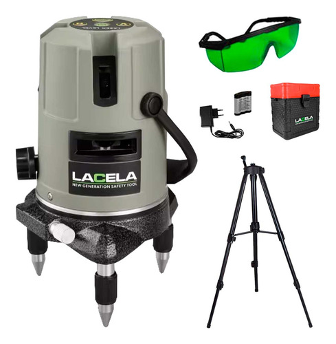 Nivel Laser Rotatorio 3 Líneas Verde Recargable + Trípode