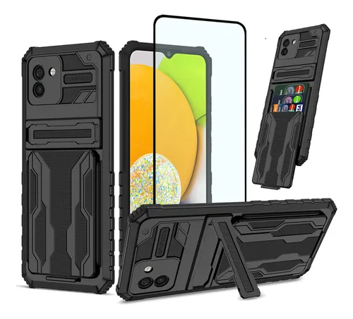 comprar Funda Uso Rudo Carcasa Tarjetero Para Galaxy F04\u002Fm04+mica Negro Samsung Galaxy A04e\u002Ff04\u002Fm04