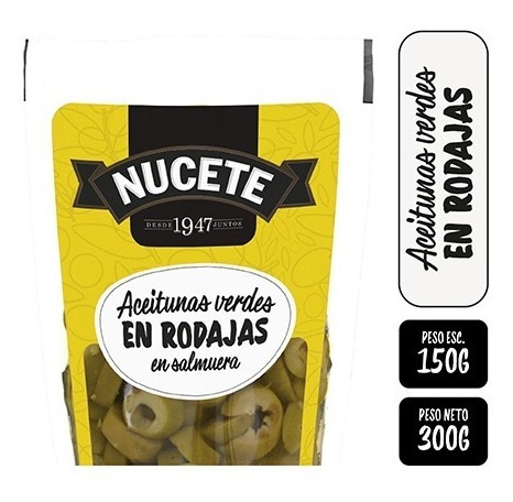 Imagen 2 de 3 de Combo Aceitunas Verdes Rodajas Doypack Nucete 300 Gr X 3