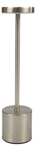 Velador Mesa Luz Led Lampara Barra Plateado Usb 8x34cm Estructura Gris Oscuro Pantalla Blanco