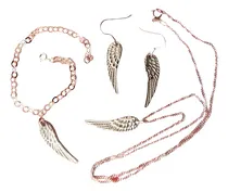 Comprar Juego Cadena + Dije + Aretes + Pulsera Ala De Ángel Plata925
