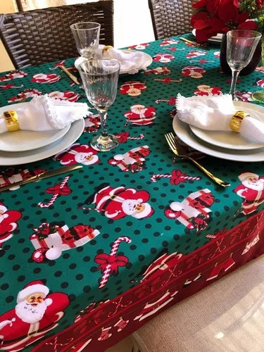 Imagem 3 de 3 de Toalha De Mesa Retangular 6 Lug Tecido Oxford Estampas Natal