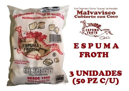 Espuma Froth Originales Suaves De Mazatlán 3 Bolsas/50 Pzas 