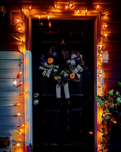 2 Piezas Luces De Cadena Hojas De Arce Otoño Para Halloween
