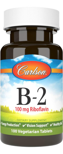 Vitamina B2 Riboflavina 100 Mg Carlson 100 Tabletas