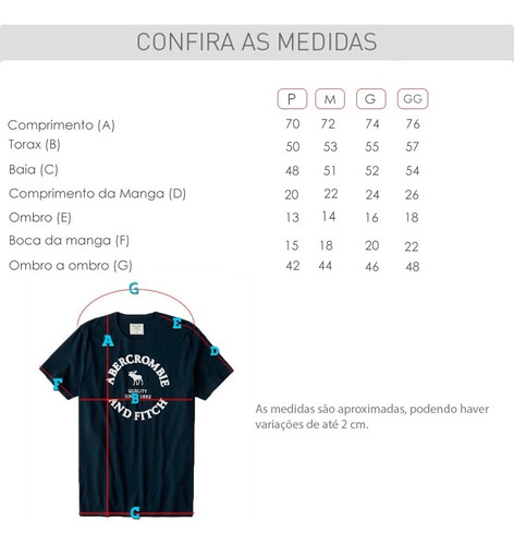 Imagem 7 de 7 de Camiseta Abercrombie&fitch Masc. Original Bordada Orlando