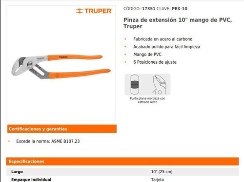 Pinza De Extension 10 Truper 17351