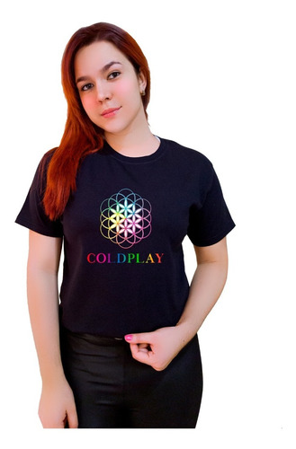 Polera Dama Estampada 100% Algodón Gira Coldplay Chile 2022