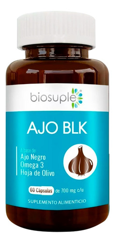 Suplemento Ajo BKL Ácidos grasos -Ajo Negro + Omega 3 Biosuple 60 Caps Sabor Sin sabor