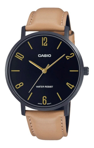 Reloj Casio Mtp-vt01bl-1bv, Semiplano, Acero, Cuero
