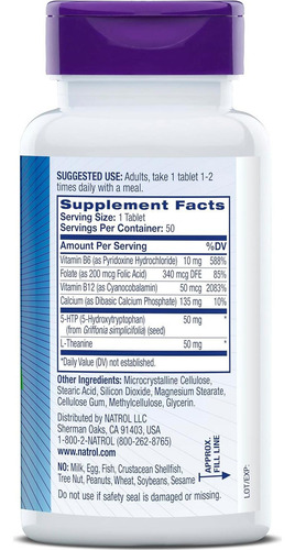 Suplemento Natrol Mood Positive 5-htp 50 Tabletas