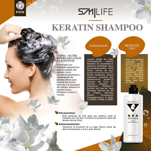 2 X Shampoo De Keratina Smilife Hgw - 255 Ml