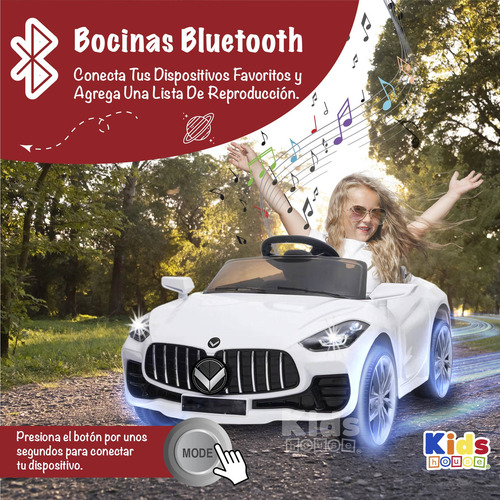 Kids House Carro Blanco Para Niños Montable Infantil Dash, con Luz, Música USB MP3, Educación Temprana, Batería Dual, Diseño Compacto y Seguro, Ideal para Aprender Jugando