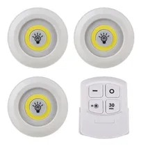 Comprar Set X3 Luces Led Con Control Remoto Inalambricas Regulables Estructura Blanco
