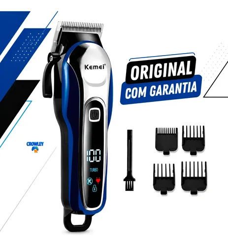 Máquina De Cortar Cabelo Profissional Kemei Km-1995 Bivolt Azul 127/220v