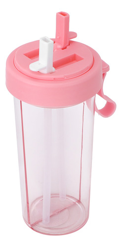 Botella De Agua Portátil De 600 Ml Con Dos Pajitas, Bebida D