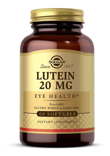 Suplemento Luteina 20 Mg Salud Ocular Solgar 60 Capsulas Sabor Neutro