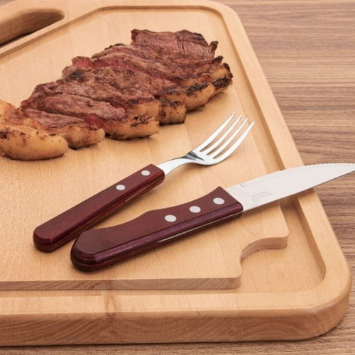 Kit 6 Garfo Talher Churrasco 21 Cm Outback Cabo Madeira