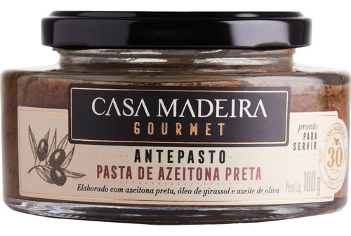 Antepasto Casa Madeira Gourmet Azeitona Preta 180g