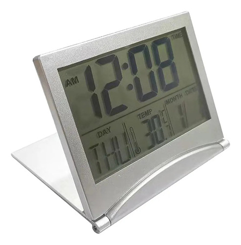 Alarma Digital Lcd Plegable Con Fecha Y Temperatura De Escri