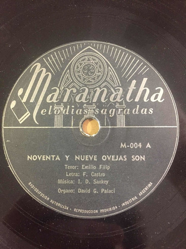 Disco De Pasta Maranatha Religioso Emilio Filip M-004 78 Rpm