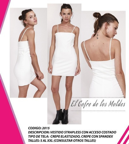 Molde  Vestido Strapless C/breteles Talles S Al Xxl