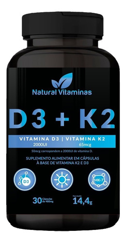 Vitamina D3+k2 (mk7) Suporte Imunológico - Natural Vitaminas