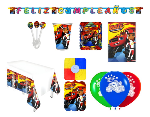 Kit Infantil Decoración Fiesta - Blaze Monster Machines X20