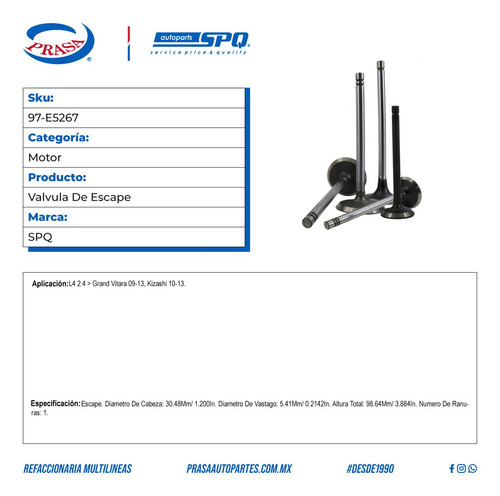 Válvula De Escape Suzuki Grand Vitara 2009-2013 L4 2.4