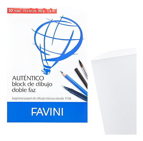 Block De Dibujo Favini 1/4 W Con 10 Hojas De 180 Gr Grosor