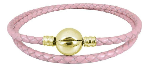 Jmqjewelry Abalorio Chapado En Oro De Cuero Rosa Trenzado Cu