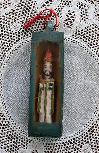 Antiguo Retablo Miniatura Bolivia - Santo Obispo-