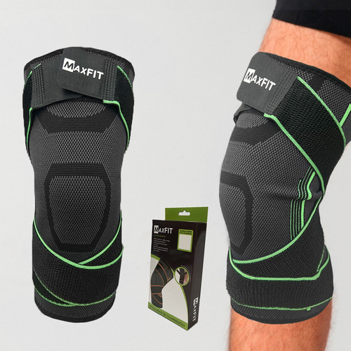 Rodillera Elastica De Compresion Gym Correr Crossfit Maxfit Color Verde Talla M