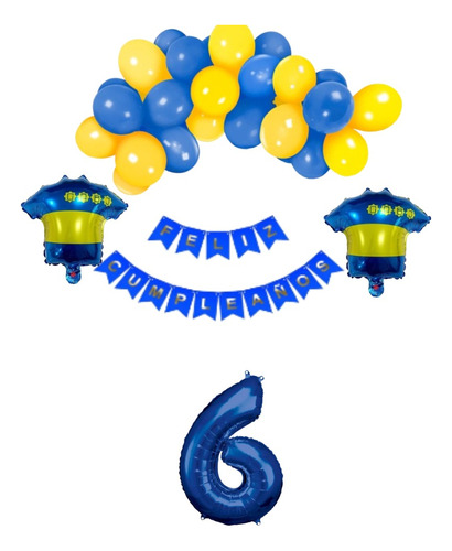 Combo 2 Decoración Globos  Boca Futbol Camiseta Pelota Numer